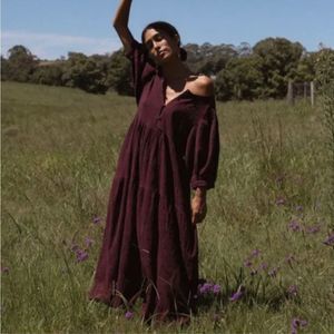Daughters of India Burgundy Maxi Dress